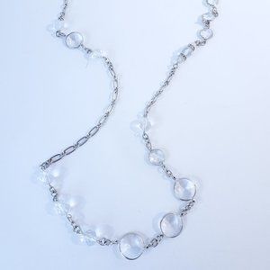 Ann Taylor Clear Stone Fireball Link Toggle Necklace  NWOT $59.50